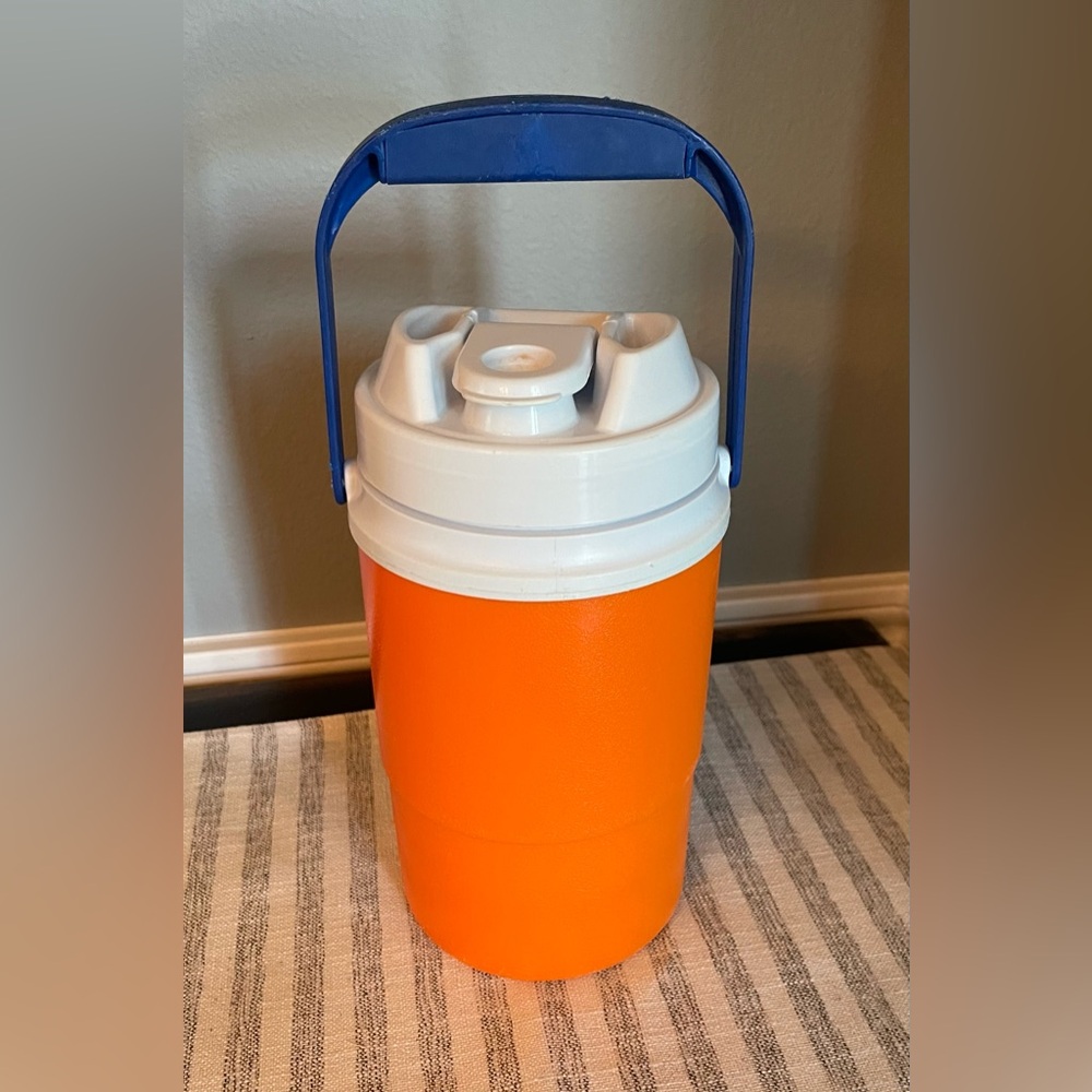 NYC Insulated Water Jug - Sport Cooler with Handles - Orange & White
